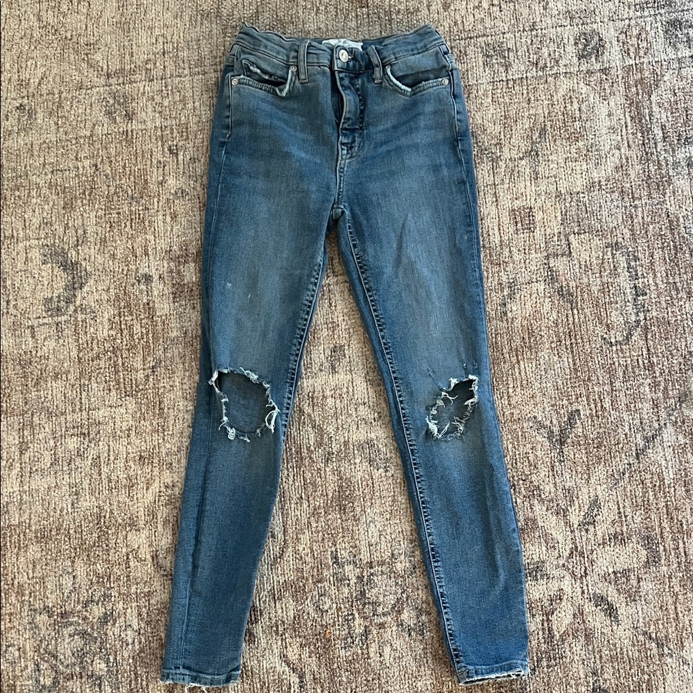 We The Free Blue Distressed Skinny Jeans